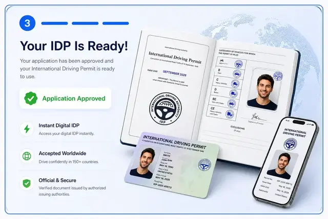 Step three: approved digital and printed International Driving Permit ready for travel