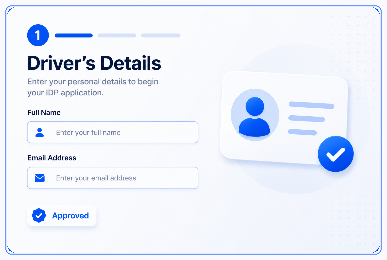 Driver details application step