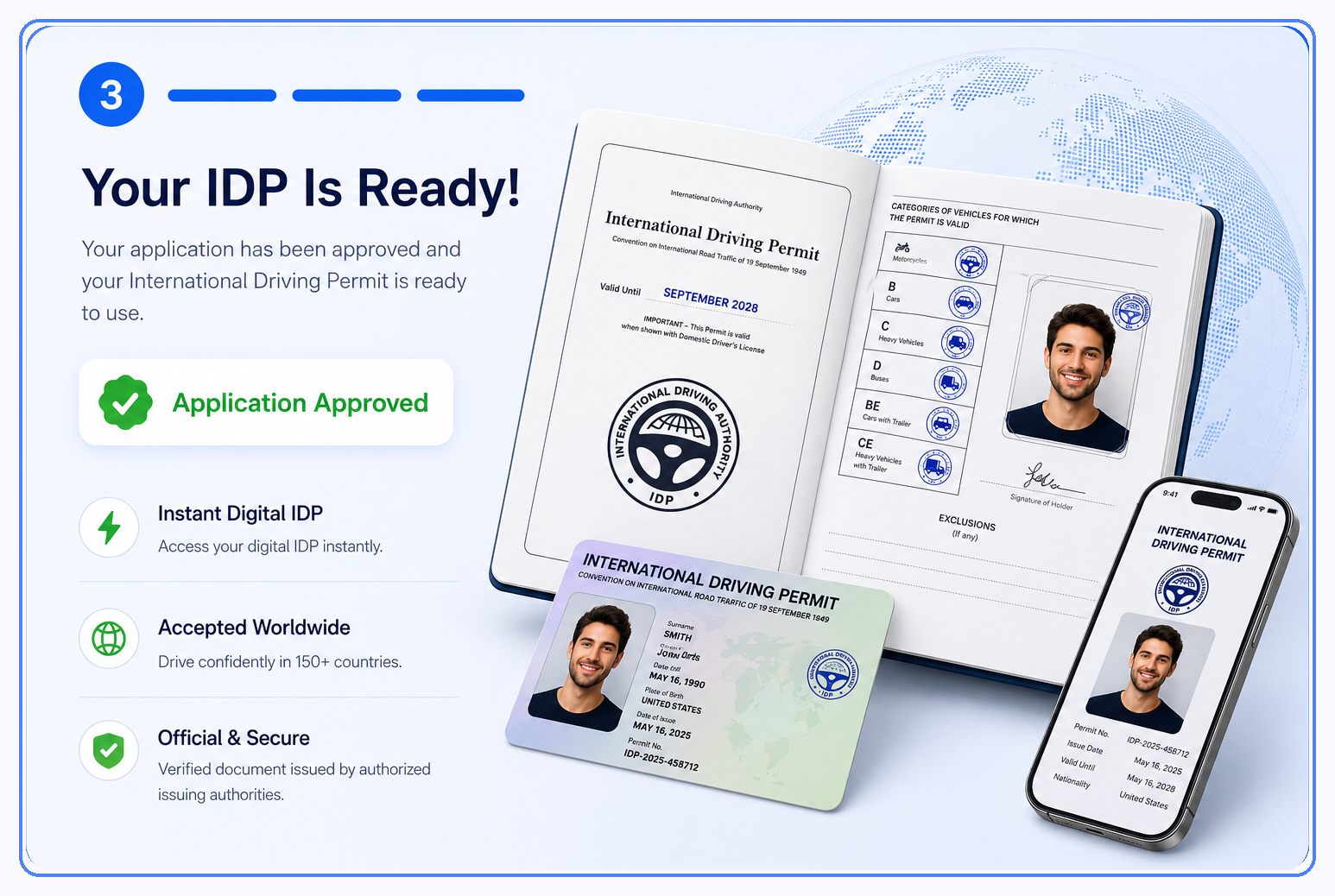 Approved International Driving Permit ready for travel